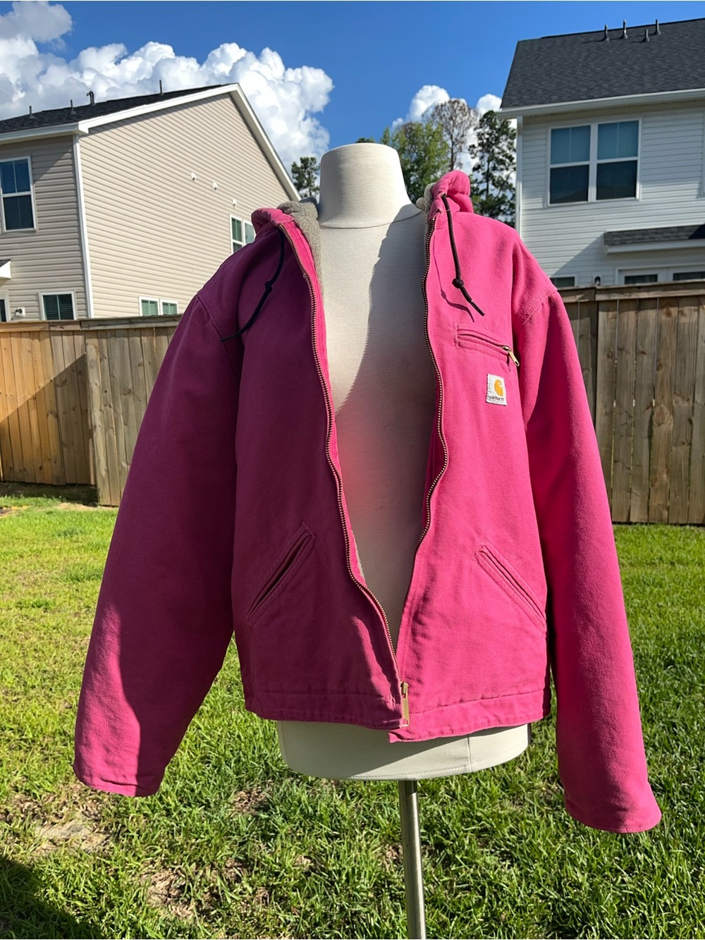 Carhartt Kids Pink Hooded Work Jacket - Bright Pink Puffer